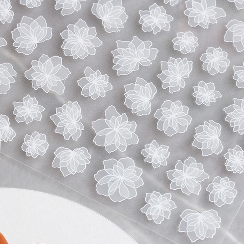 Miếng Dán Trang Trí Móng Tay Hình Hoa Màu Trắng Trong Suốt Siêu Nhẹ Thời Trang Cho Nữ