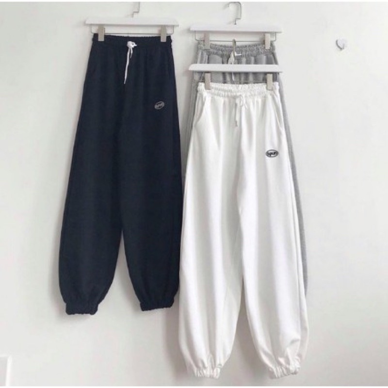Quần Ống Rộng Jogger Nữ Nam Chất Nỉ Da Cá 3 Màu Trắng Xám Đen
