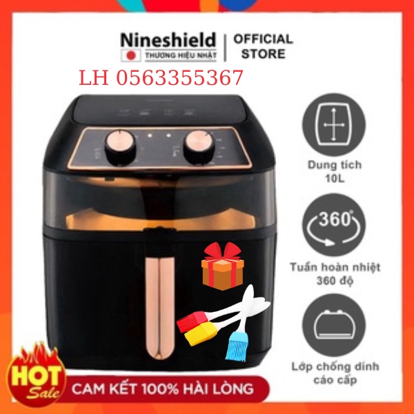 Nồi chiên không dầu 10L Nineshield KB-8001M 8L KB-6001M, Nồi nướng chiên đa năng chính hãng  BH 12 tháng