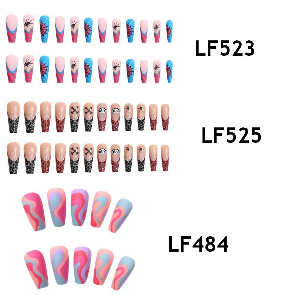 WATTLE Bộ 24 Móng Tay Giả Che Phủ Toàn Diện Phong Cách Halloween