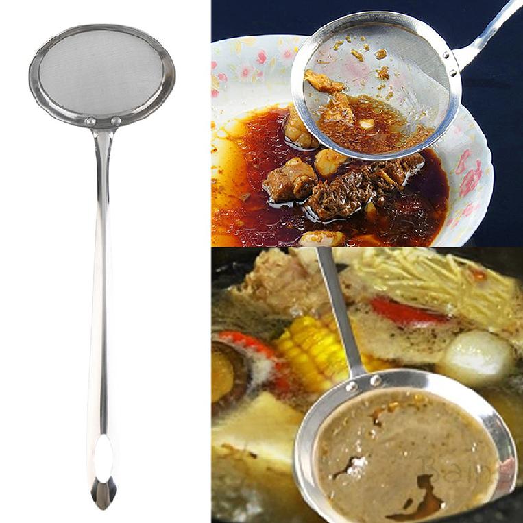 Surper Fine Mesh Oil Skimmer Hot Pot Strainer Foam Grease Fishing Spoon Kitchen Colander Tool 631