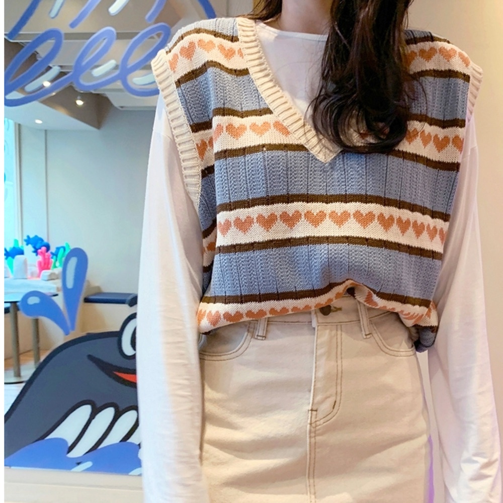 Áo len cổ chữ V đơn giản thời trang Hàn Quốc cho nữ | BigBuy360 - bigbuy360.vn