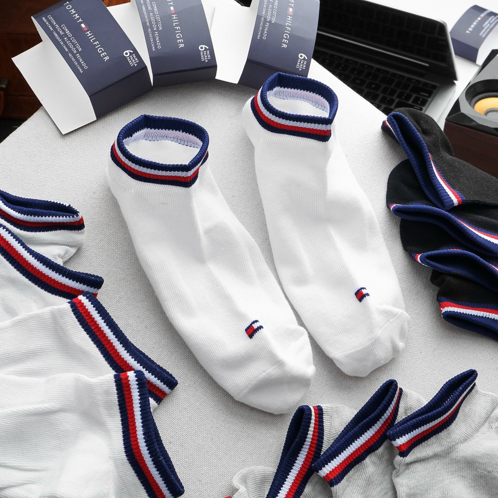 Pack 6 Đôi Vớ nam nữ Ngắn Viền Cổ Tommy Hilifiger