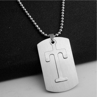 loica Stainless Steel 26 Initial Letter Alphabet Necklace Military Army Dog Tags Men Pendant Link Chain Hip Hop Necklaces