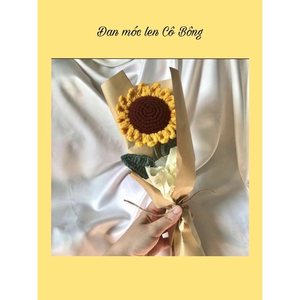 Bó hoa hướng dương len handmade tặng kèm túi xách