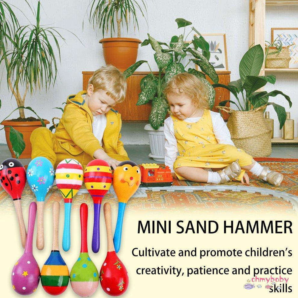 Đồ chơi trẻ em bằng gỗ Rattle dễ thương Búa cát nhỏ Maracas Đồ chơi nhạc cụ [8/11]