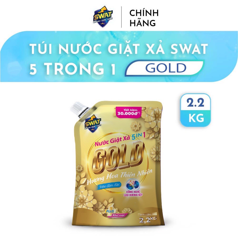 Nước Giặt Xả 5 in 1 SWAT siêu thơm túi dung tích 2.2L siêu tiết kiệm giúp diệt khuẩn lưu hương lâu - CLEANHOUSE