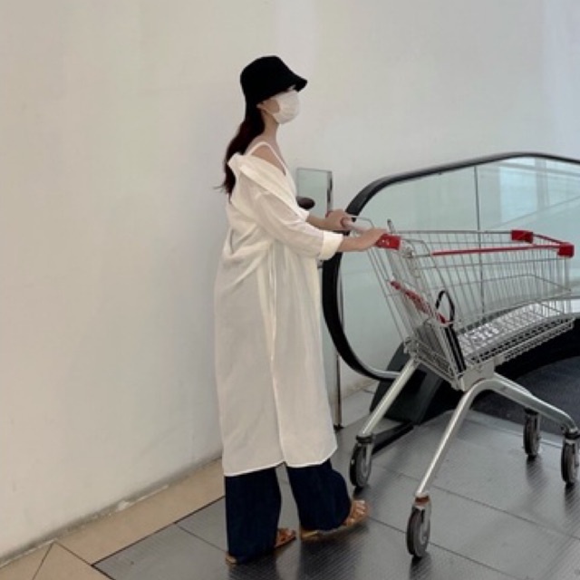 Áo khoác sơ mi dài INTO.EIGHT dây rút tuỳ chỉnh eo