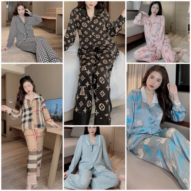 Bộ Pijama, đồ bộ ngủ mặc nhà dài tay lụa satin cao cấp mềm mịn, thoáng mát,đa dạng, sang chảnh