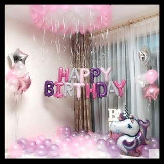 Set bóng sinh nhật ngựa hồng tím