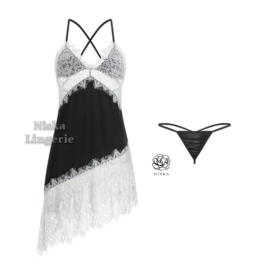 Đầm satin phối ren cao cấp - Mã D251