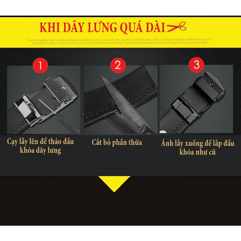 Thắt lưng da Dây nịt nam da bò CATERLO CHÍNH HÃNG khóa tự động 125cm x 3.5cm.