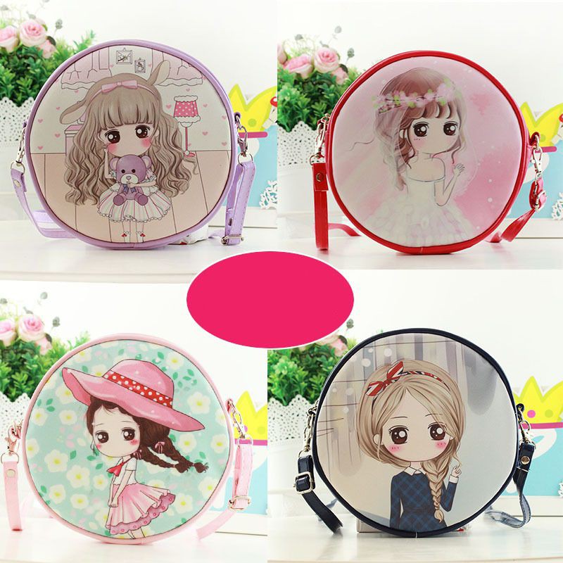 Túi xách hình tròn hình chibi 19cm (6 màu),,,