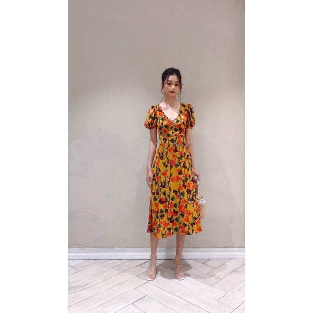 Đầm Maxi tay con cổ tim phối hoa [N2701]