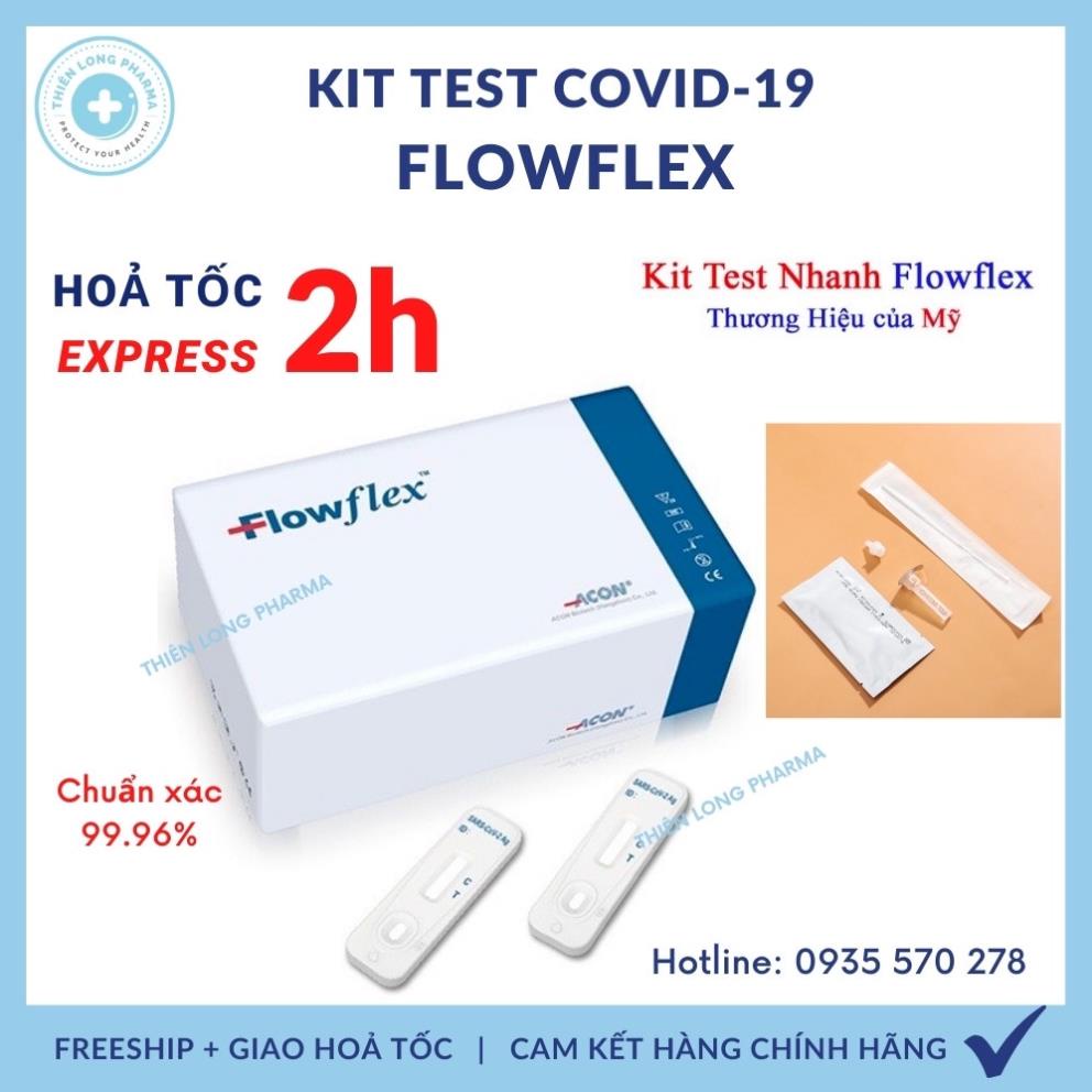 Que test nhanh Covid-19 Flowflex Antigen Rapid, Kit test nhanh kháng khuyên tại nhà Chính Hãng Công Nghệ Mỹ