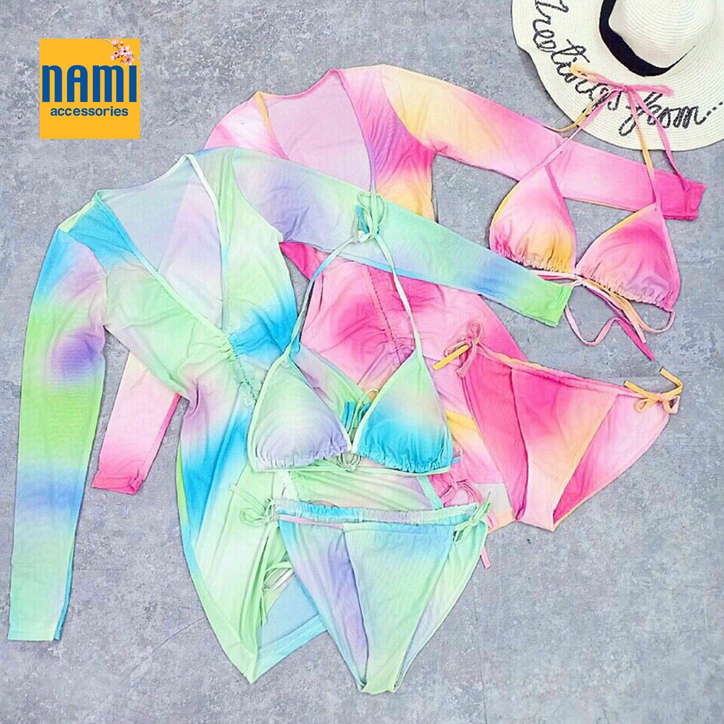 SET BIKINI KÈM ĐẦM LOANG MÀU CÁ TÍNH MANG ĐẬM PHONG CÁCH QUYẾN RŨ NỔI BẬT - QANU403 | BigBuy360 - bigbuy360.vn
