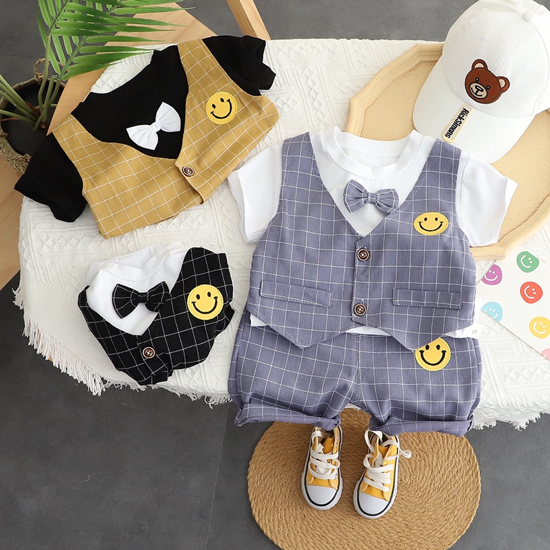 Quần Áo Trẻ Em Bé Trai Set Công Tử Hàn Quốc Có Nơ Nhà MiDuKid