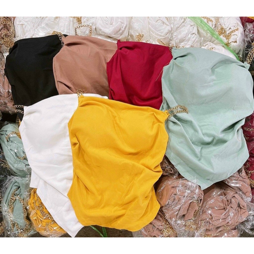 Áo kiểu yếm dây xích nhún sườn lưng tà nhọn trước sexy chất đẹp có mút ngực ảnh thật đủ màu