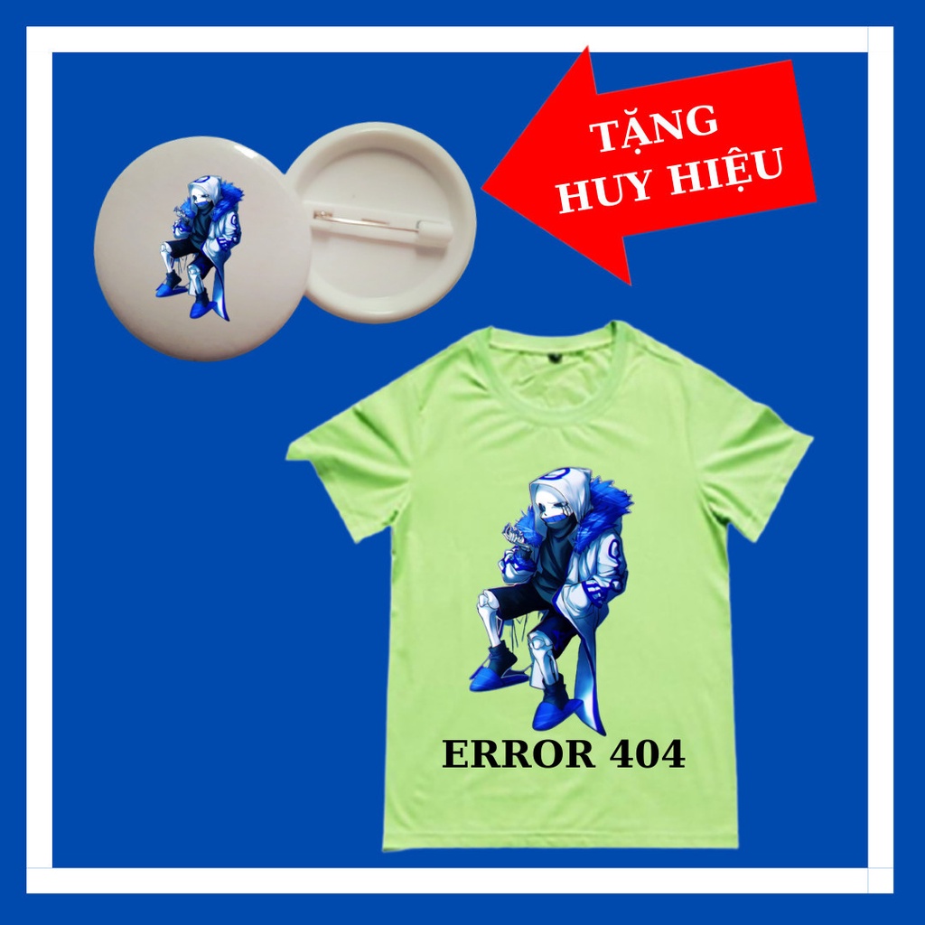 Áo thun Error 404 Sans trẻ em siêu ngầu, đủ size áo từ 10kg đến 90kg, huy hiệu error 404