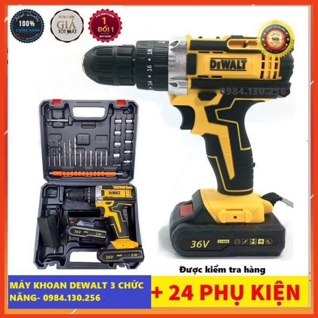 Máy khoan pin Dewalt 36V có búa - 100% lõi đồng ,khoan betong, khoan tường, khoan sắt bắn vít model DCD771 | sẵn hàng|