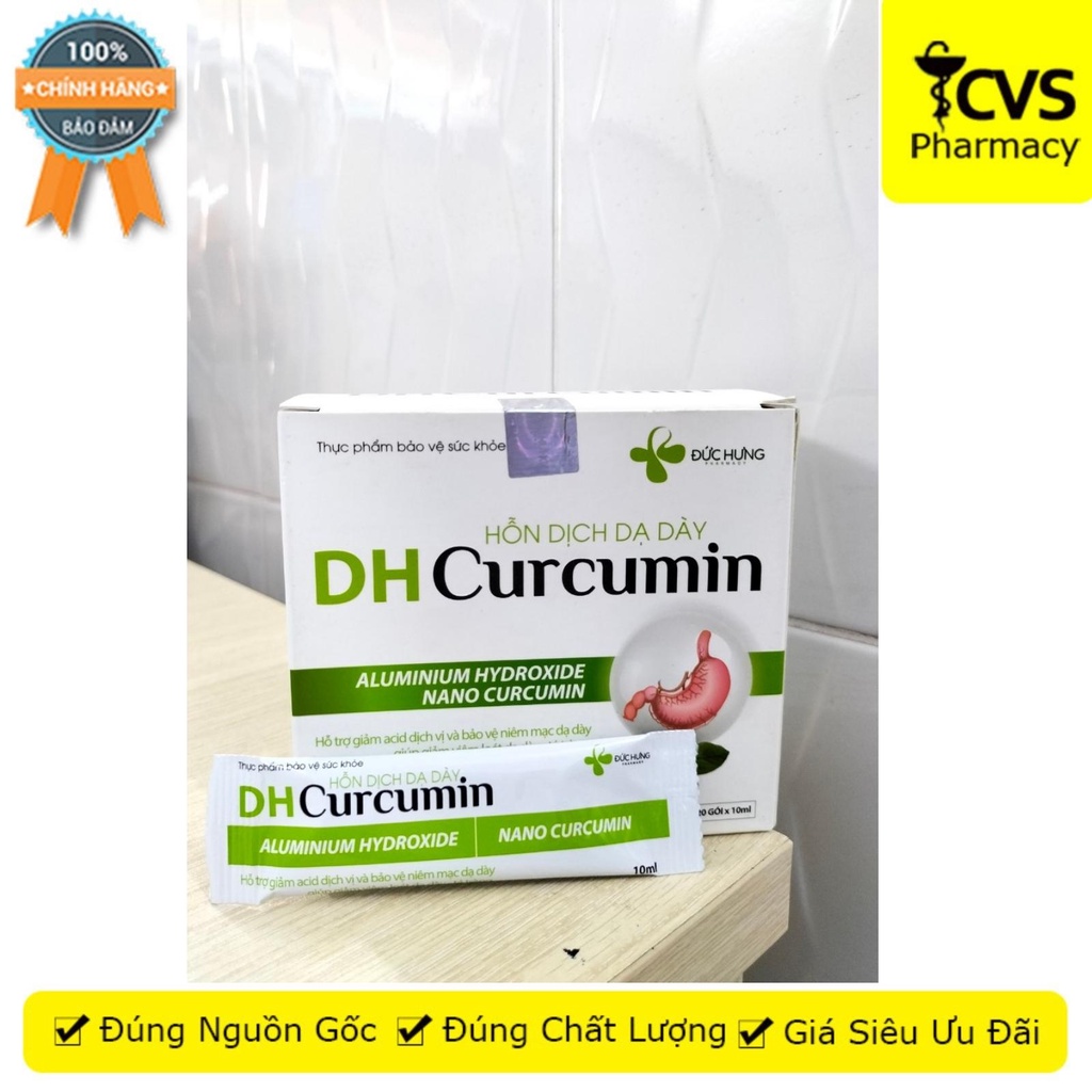 DH Curcumin - Gói uống giảm aicd dịch vị, giảm đau loét dạ dày tá tràng - Hộp 20 gói - CVS Pharmacy