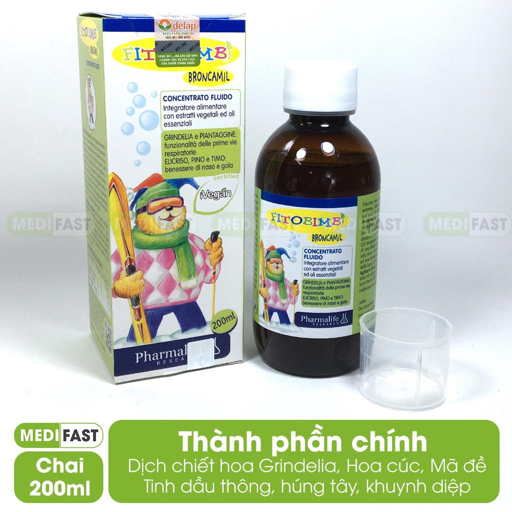 Broncamil Bimbi - Giúp bé hết ho, tăng cường sức khỏe đường hô hấp cho trẻ - Chai 200ml nhập khẩu từ Ý