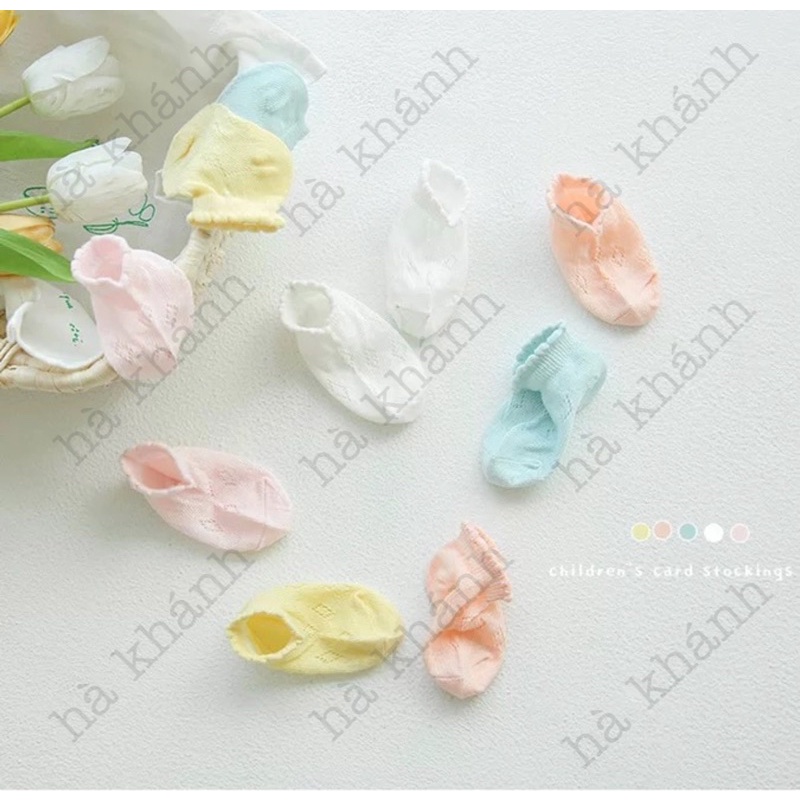 Tất Lưới Cho Bé, Tất Lưới Cotton Mềm Mại Co Giãn Thoáng Khí Cho Bé Sơ Sinh Đến 6 Tháng TAT04