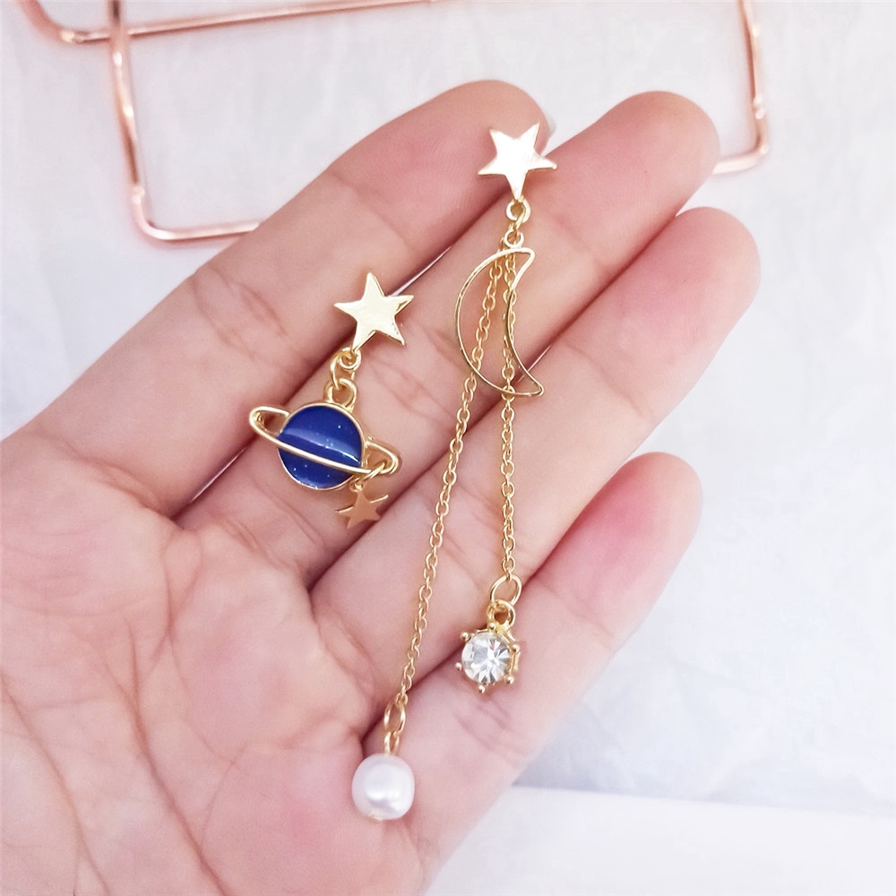 Bông Tai Dài Hình Mặt Trăng Và Ngôi Sao Thời Trang Nữ Tính