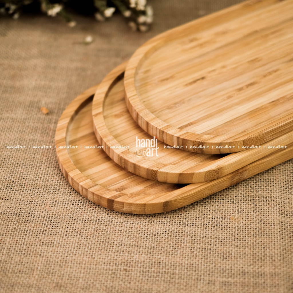 Khay gỗ tre Oval - Khay tre tự nhiên - Khay tre đựng thức ăn - bamboo wooden tray