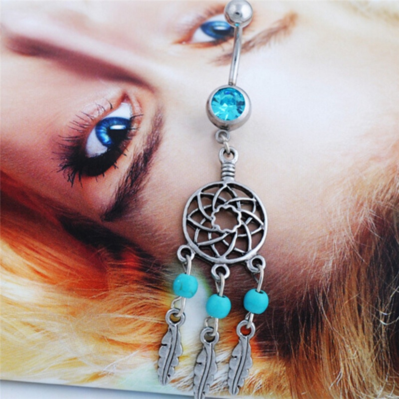 Khuyên rốn đính đá sang trọng bằng thép y tế