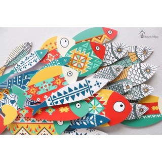 (TẶNG KEO DÁN) SET 9 CÁ GỖ PHONG THỦY TRANG TRÍ NHÀ CỬA SANG TRỌNG