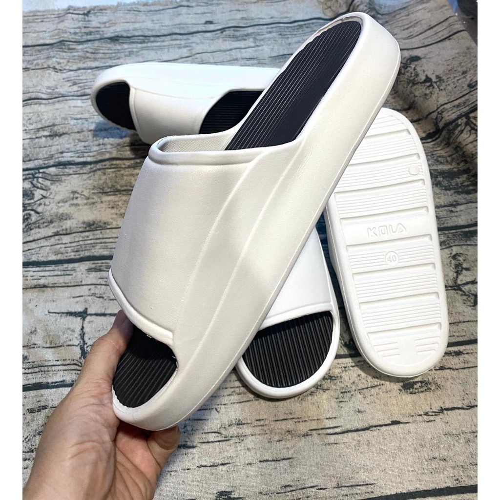 DÉP BÁNH MÌ NAM NỮ GÂN ĐEN QUAI TRẮNG SIÊU NHẸ SIZE 36-44
