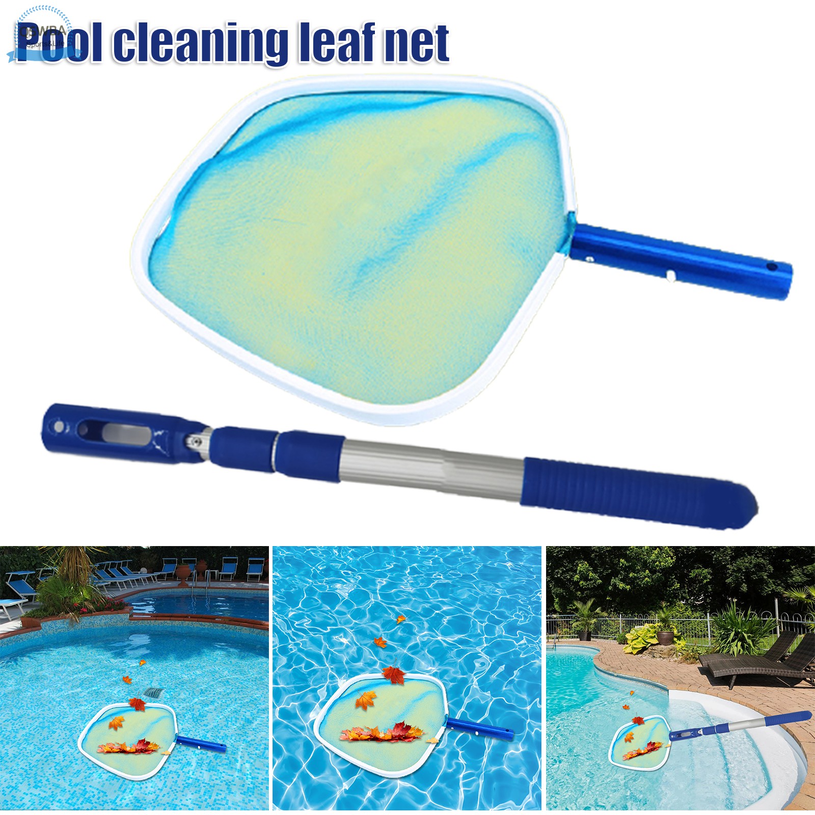 Qswba Swimming Pool Skimmer Net Heavy Duty Leaf Skimmer Net with Strong Reinforced Aluminum Alloy Frame