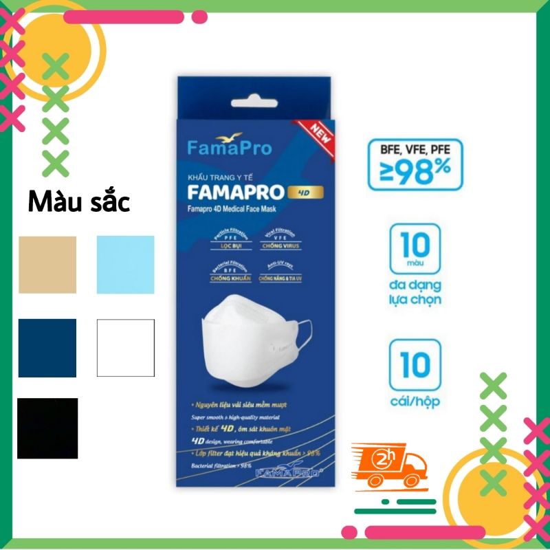 Khẩu trang cao cấp Famapro 4D tiêu chuẩn KF94 (10 cái/ hộp)