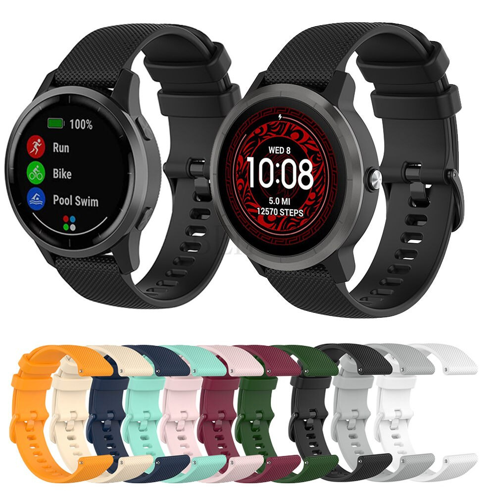 Dây đeo silicon 18 20 22mm cho đồng hồ thông minh Garmin Vivoactive 3 4 4s/ Venu 2 2s Samsung Galaxy 42mm 46mm