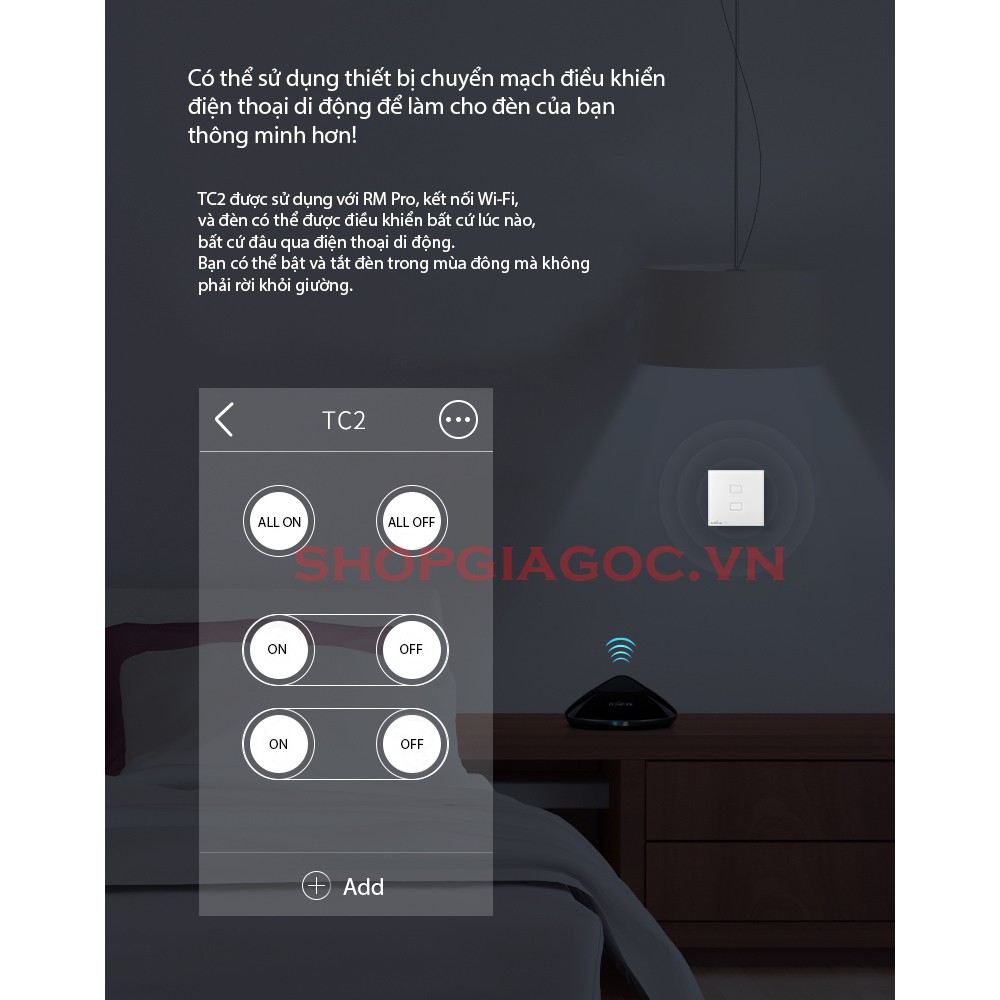 Công tắc cảm ứng, điều khiển từ xa Broadlink TC2 3 Nút -BROADLINK TC2 WH/3-Gang