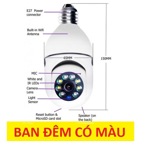 Camera Yoosee IP Wifi Yoosee 8 Led Xoay 360 Độ 2.0Mp - 1080P - Xài Đui Bóng Đèn dòng 220V - PHÂN PHỐI CAMERA YOOSEE 2022