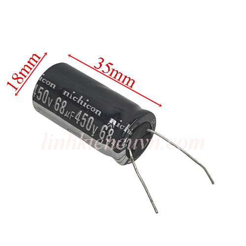 Tụ 68uF 450V chân mềm tháo máy 18*35mm