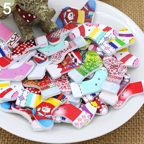 Set 50 cúc gỗ tạo hình hoạt hình dễ thương xinh xắn