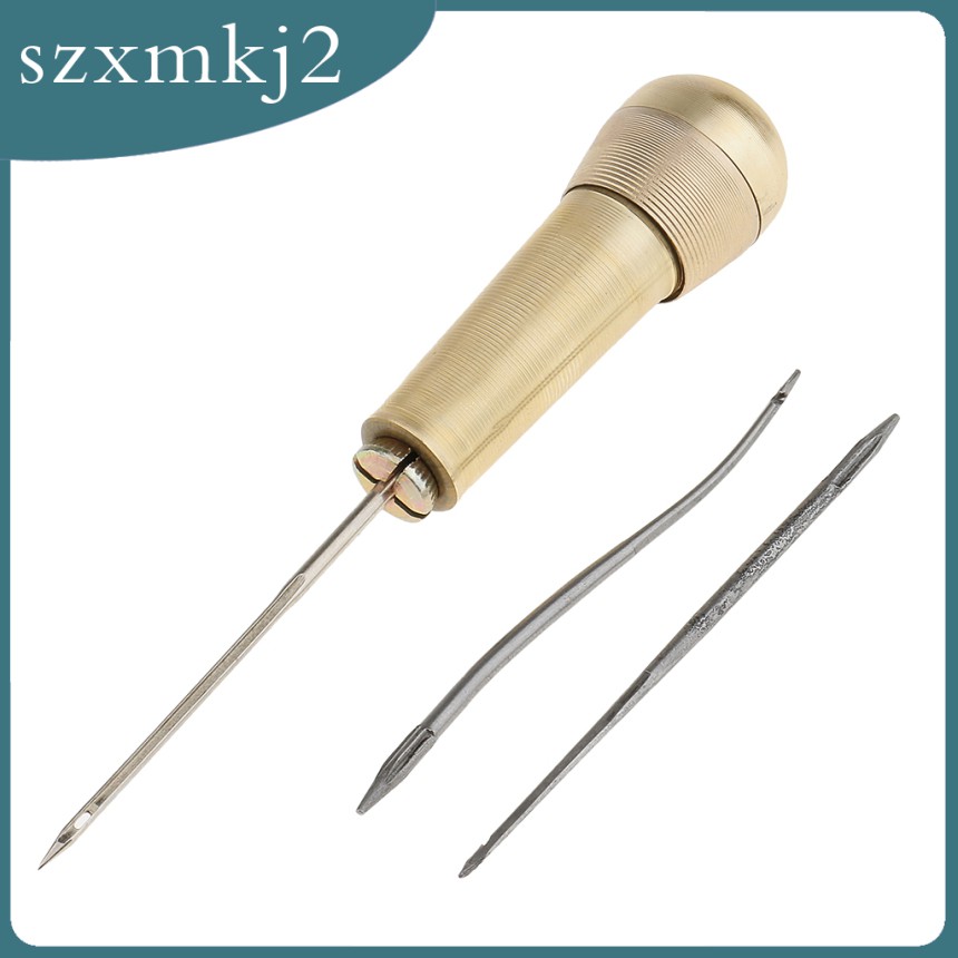 [szxmkj2] Dụng Cụ May Vá Giày 3 Kim Tay Cầm Bằng Đồng Dễ Thương