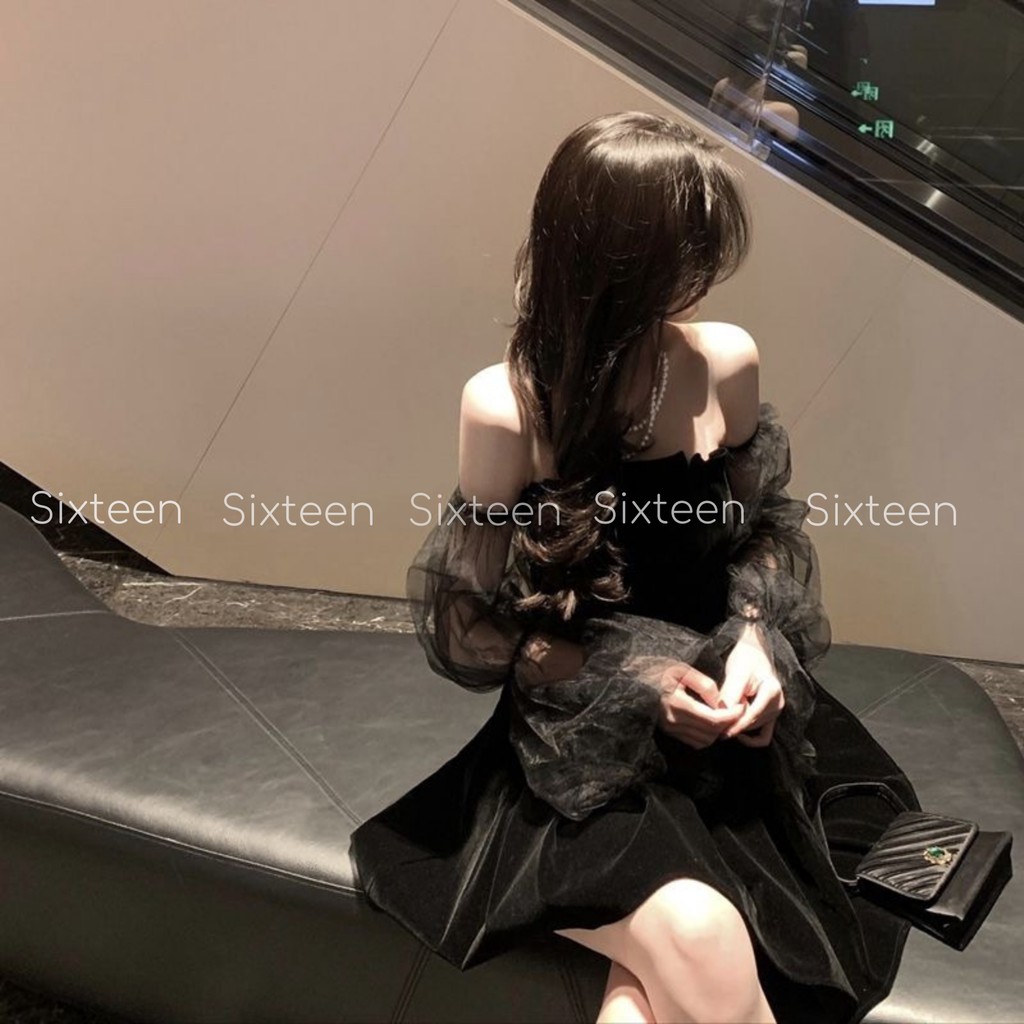 Váy Nữ, Đầm Nữ Tay Phồng Dáng Xòe Hở Vai Quyến Rũ Phong Cách Hàn Quốc SIXTEEN. | BigBuy360 - bigbuy360.vn