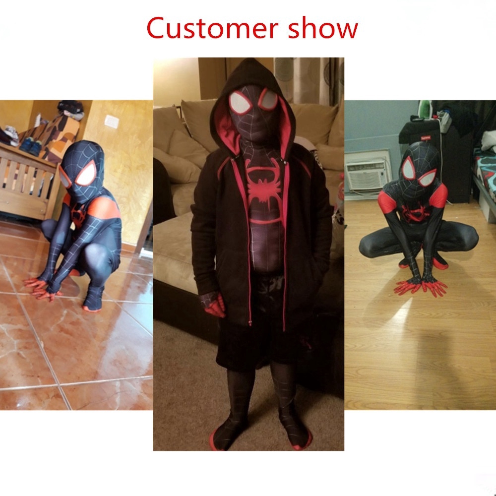 Spider-Man Into The Spider Verse Cosplay Costume Miles Morales 3D Printed Bodysuit Zentai Suit