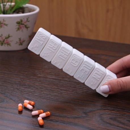 Hộp Khay Chia Ngăn Thuốc 7 NGÀY HỘP TRẮNG DÀI - Khay Đựng Thuốc Y Tế Gia Đình Hàng Ngày Mini Nhỏ Gọn Bỏ Túi