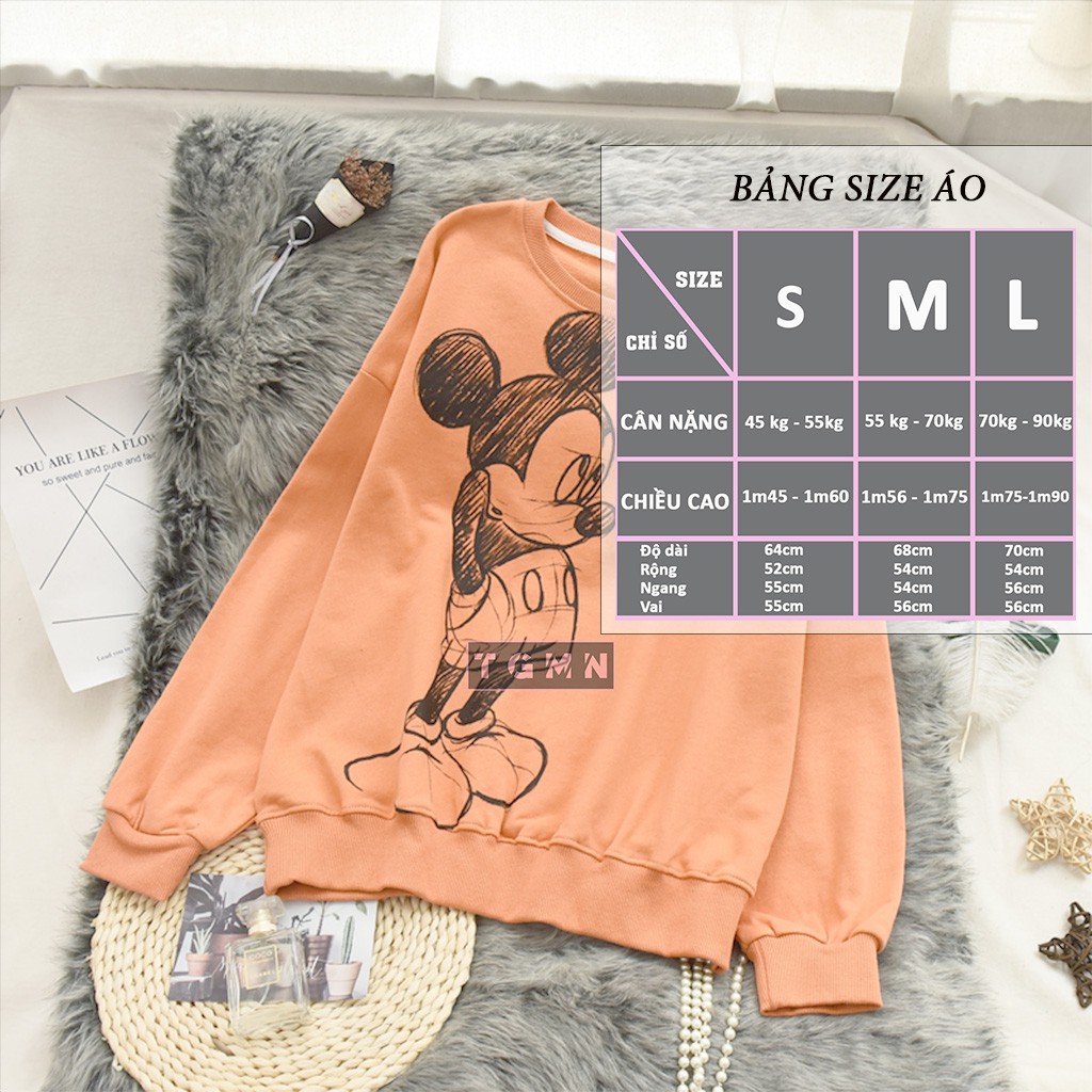 [Ảnh Thật] ÁO SWEATER UNISEX Nam Nữ Dáng Rộng ULZZANG In Chuột Mickey TGMN