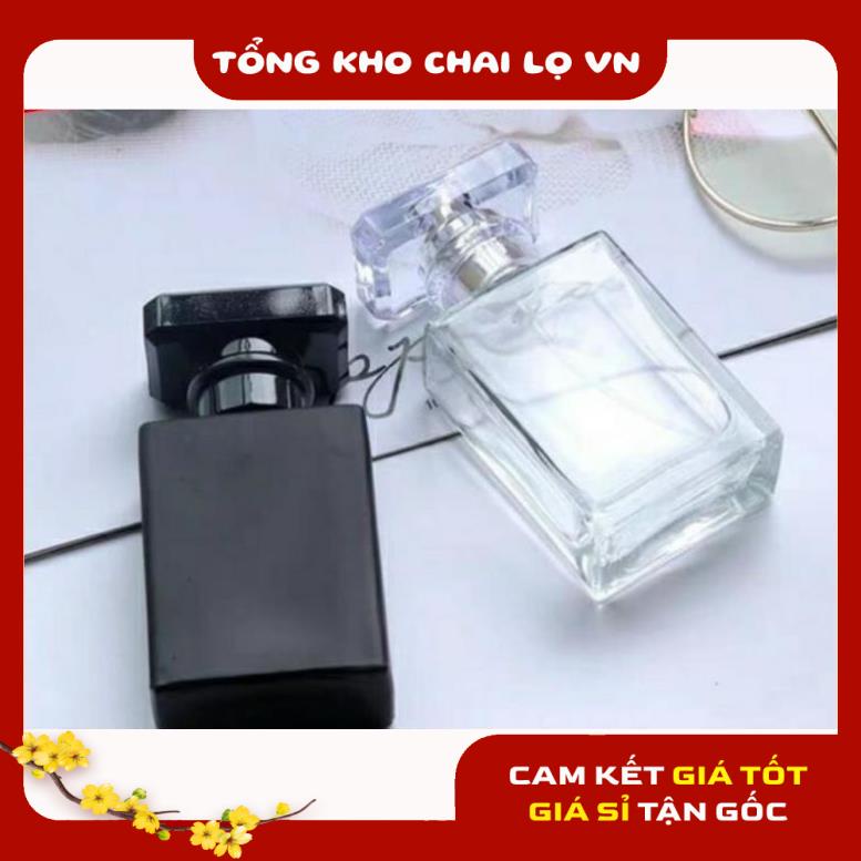 Lọ Chiết Nước Hoa ❤ SIÊU RẺ ❤ Lọ chiết nước hoa 30ml,50ml hình chữ nhật nắp trong đựng dầu thơm, phụ kiện du lịch