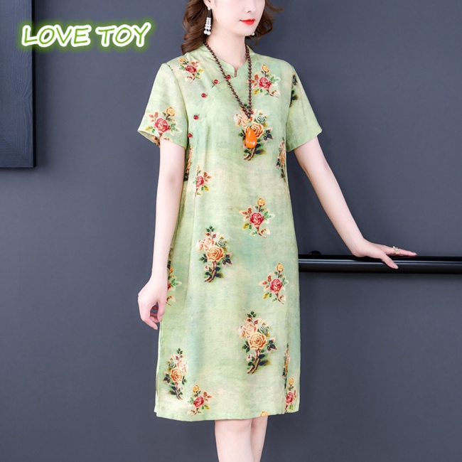 Sườn Xám Cách Tân In Hoa Thời Trang Nữ Tính