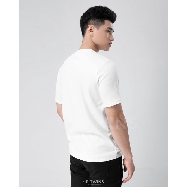 Áo thun cổ tròn đen viền kansai 100% cotton thương hiệu MrTwins