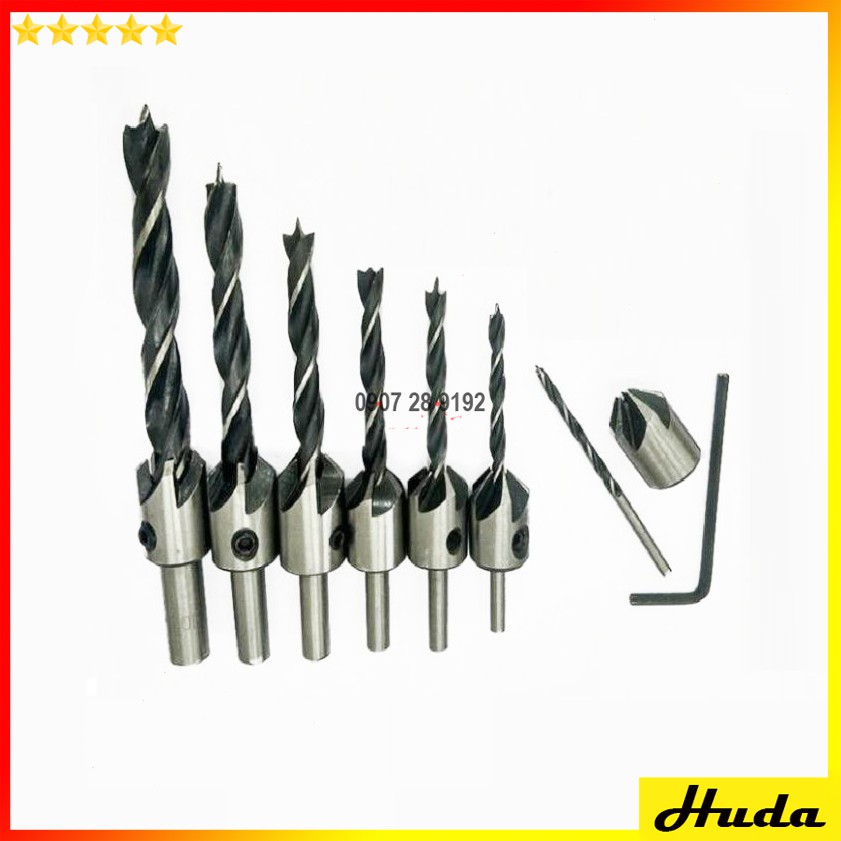 Mũi khoan âm vít gỗ - Bộ 7 cây có điều chỉnh - đồ làm mộc