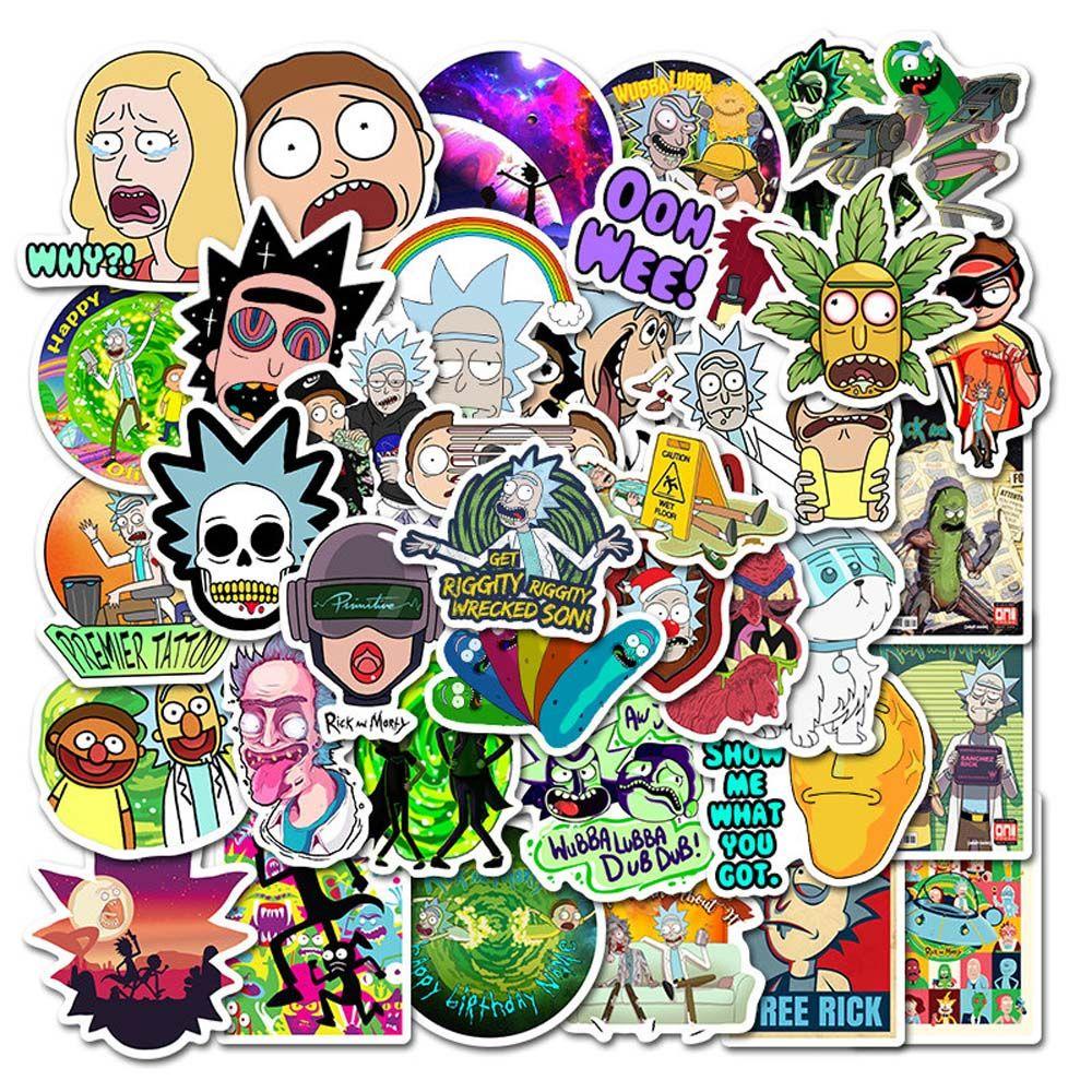 Bộ 50 Miếng Dán Trang Trí Hình Hoạt Hình Rick Và Morty Độc Đáo