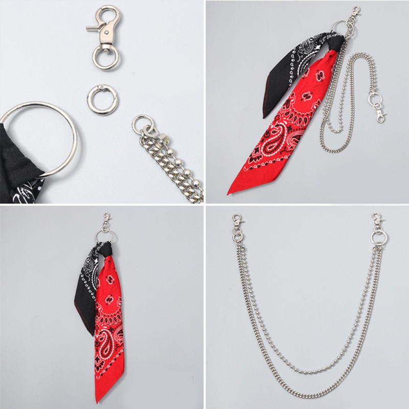 Han Harajuku Hip Hop Paisley Bộ Ví Hai Lớp Thắt Lưng Dây Xích Kim Loại Hình Vuông Màu Tương Phản Phong Cách Đi Xe Đạp